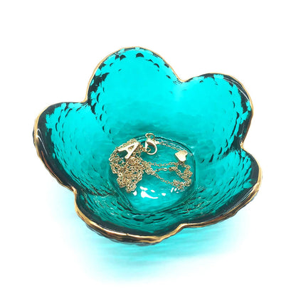 Purple Flower Ring Dish, Small Glass Jewelry Dish Tray, Ring Holder Jewlery Tray Trinket Dish, Bathroom Nightstand Decor Jewelry Bowl Christmas Friendship Birthday Gifts for Women, Soap Dish