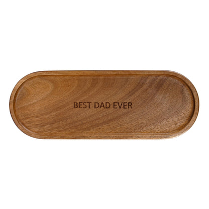 Small Acacia Wood Serving Tray, Wooden Decorative Tray for Coffee Table, Kitchen, Bathroom Counter - Rectangular Wood Platter for Candles, Perfume, Snacks (11.4 x 4.1 x 0.6 in)