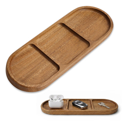 Small Wooden Tray | Acacia Wood Serving Tray Platter Mini Vanity Tray Decor