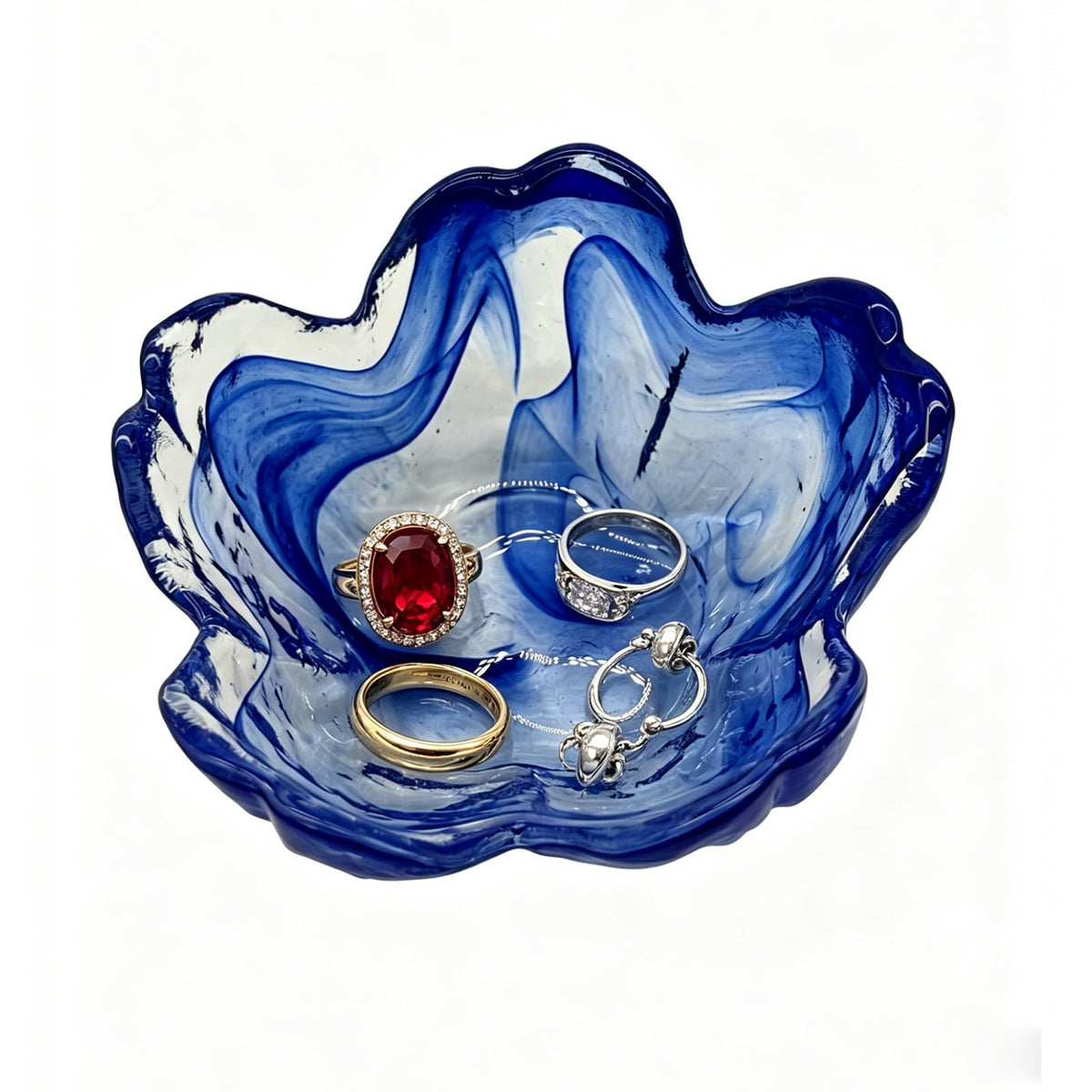 Purple Flower Ring Dish, Small Glass Jewelry Dish Tray, Ring Holder Jewlery Tray Trinket Dish, Bathroom Nightstand Decor Jewelry Bowl Christmas Friendship Birthday Gifts for Women, Soap Dish