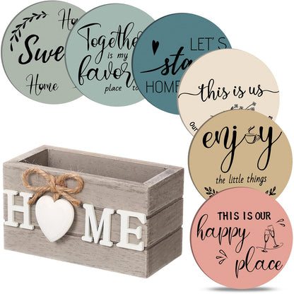 Queekay House Warming Gifts New Home Farmhouse Coasters Set of 6, Gray