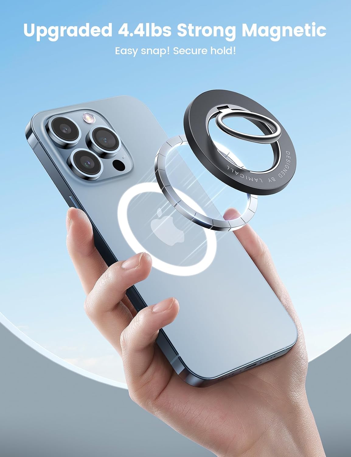 Lamicall Magnetic Phone Ring Grip for MagSafe, 360° Rotation Finger Holder
