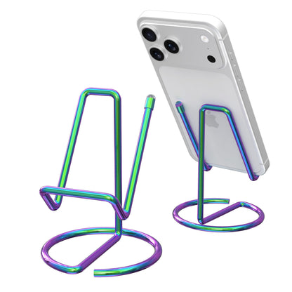 Metal Cell Phone Stand for Desk, Cute One-Piece Phone Holder, Stable Desktop Display Dock for iPhone, iPad, Samsung, Tablets & All Mobile Phones, Gold