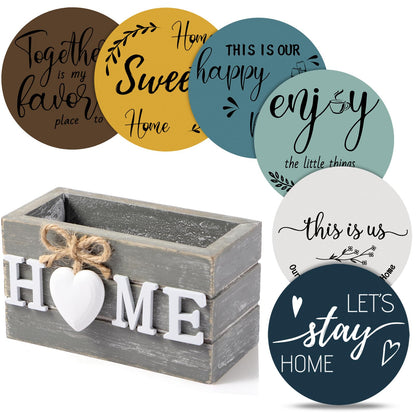 Queekay House Warming Gifts New Home Farmhouse Coasters Set of 6, Gray