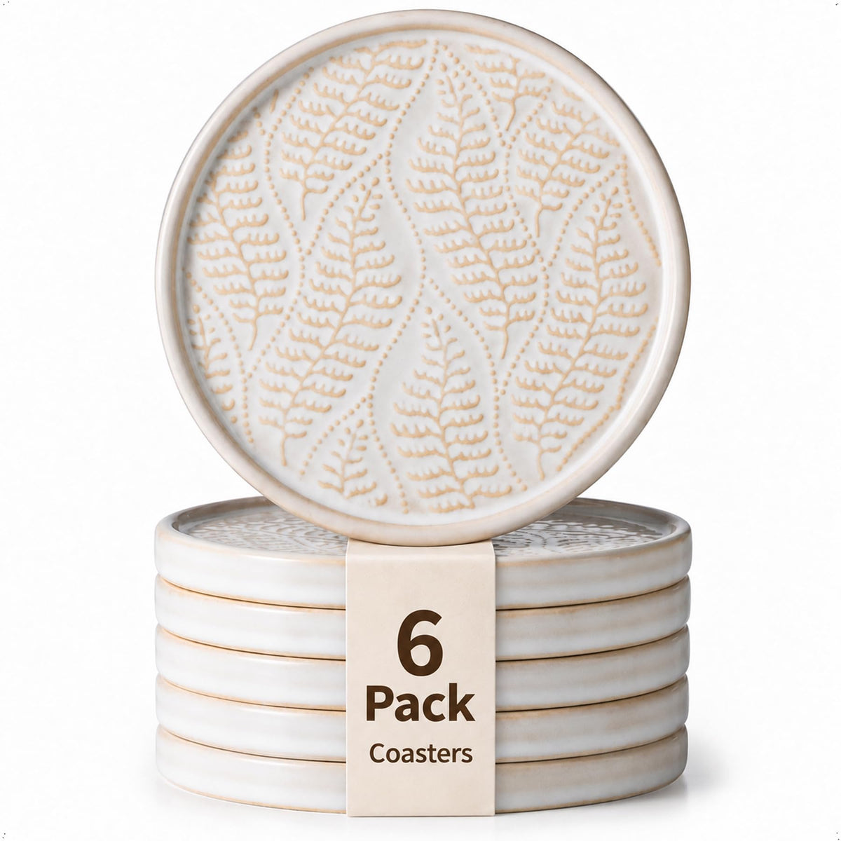 Drink Coasters Set of 6, Ceramic Cup Coasters for Desk, Slate Blue