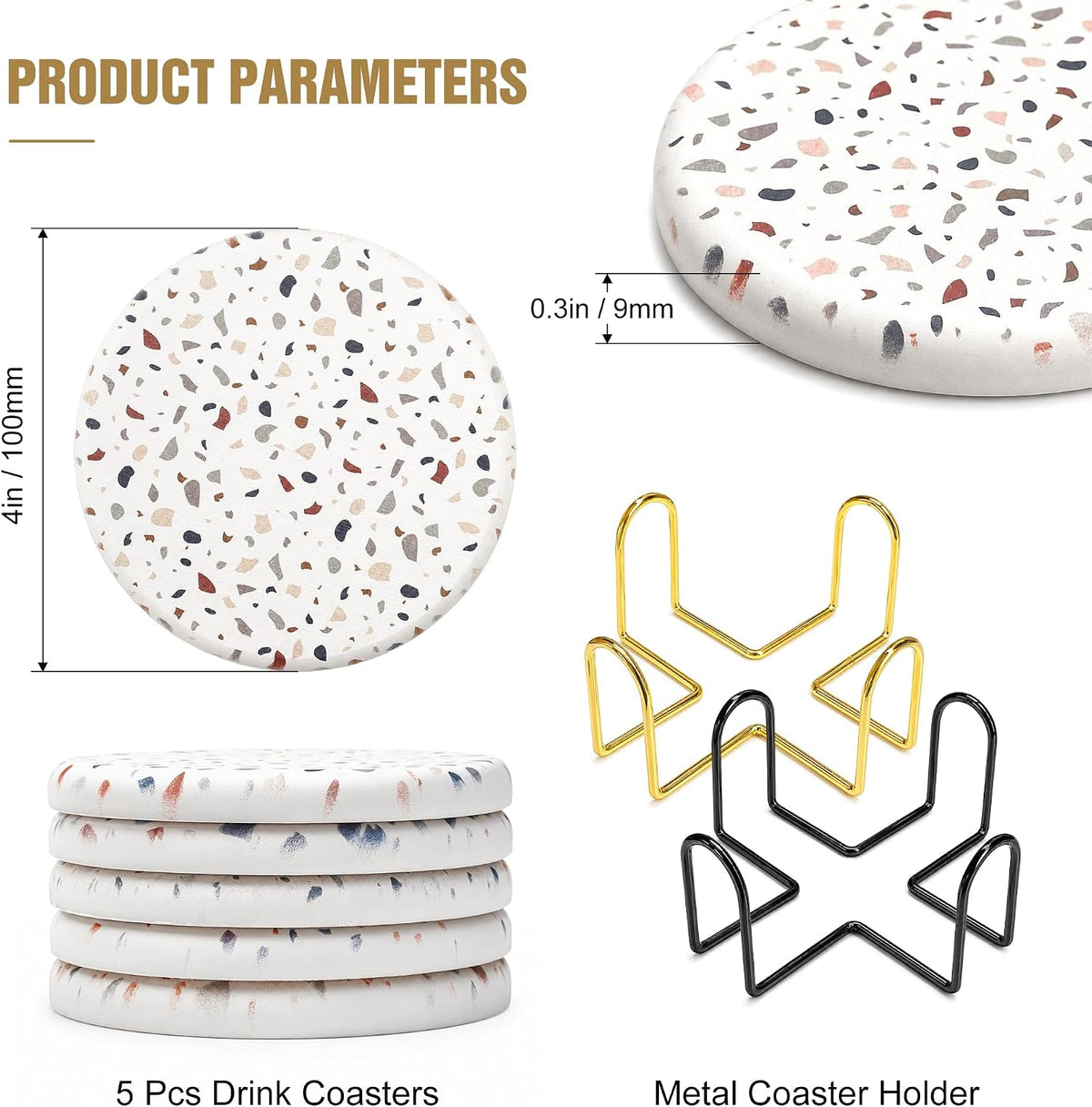 Water Absorbing Diatomaceous Earth Stone Drink Coasters Set
