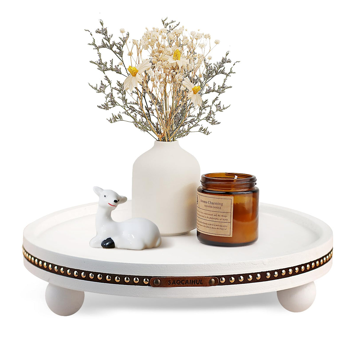 Oval Wooden Decorative Tray Coffee Table Tray Home Decor 15" Rustic