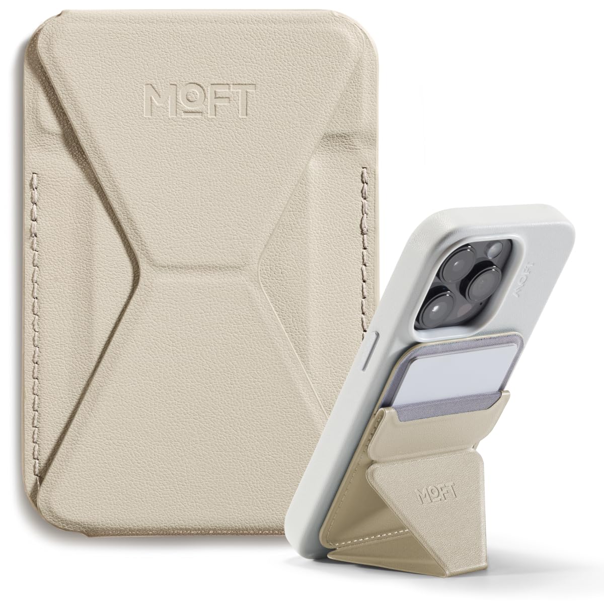 MOFT Magnetic Wallet Stand Compatible with iPhone 18/17/16/15/14/13 Series, Angle Adjustment Magsafe Compatible MOVAS Phone Stand