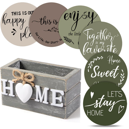 Queekay House Warming Gifts New Home Farmhouse Coasters Set of 6, Gray