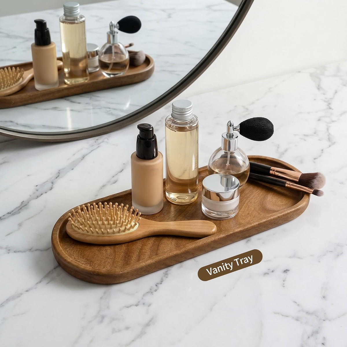 Small Wooden Tray | Acacia Wood Serving Tray Platter Mini Vanity Tray Decor