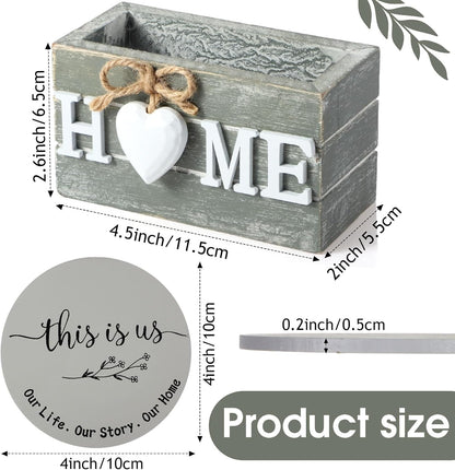 Queekay House Warming Gifts New Home Farmhouse Coasters Set of 6, Gray