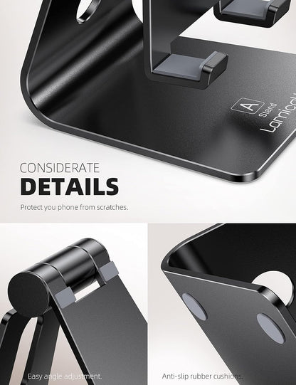 Lamicall Aluminum Cell Phone Stand, Adjustable Desk Phone Holder for iPhone