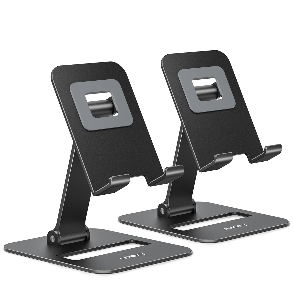 Nulaxy 2 Pcs Aluminum Dual Folding Cell Phone Stand for Desk Black&Rosegold