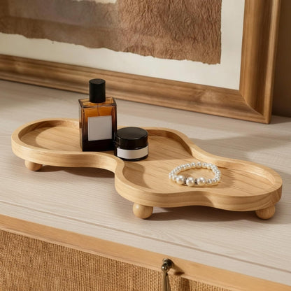 Uiifan Wood Cloud Perfume Decorative Tray Bedside Jewelry Tray,Brown