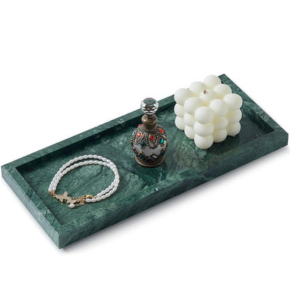 Natural Small Marble Vanity Tray, Stone Organizer for Bathroom & Kitchen