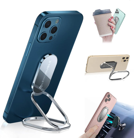 Phone Ring Holder Finger Kickstand, Foldable Cell Phone Stand, Silver