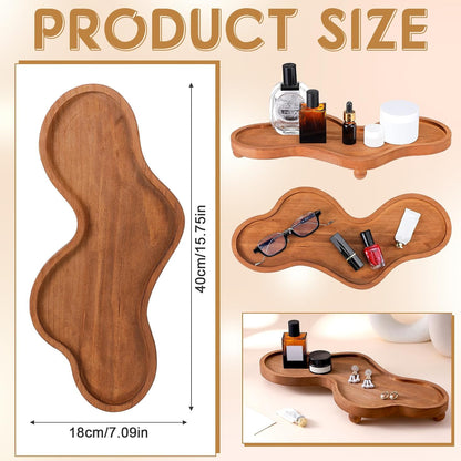 Uiifan Wood Cloud Perfume Decorative Tray Bedside Jewelry Tray,Brown