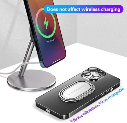 Phone Ring Holder Finger Kickstand, Foldable Cell Phone Stand, Silver