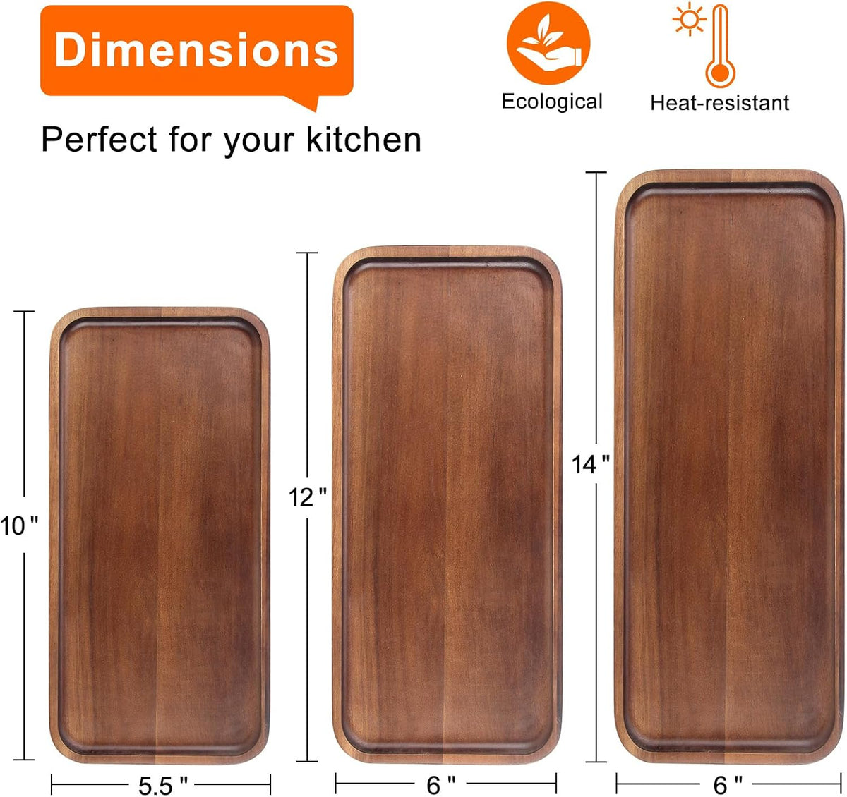 Acacia Wood Plates Small Decorative Tray Wooden Serving Platter for Food