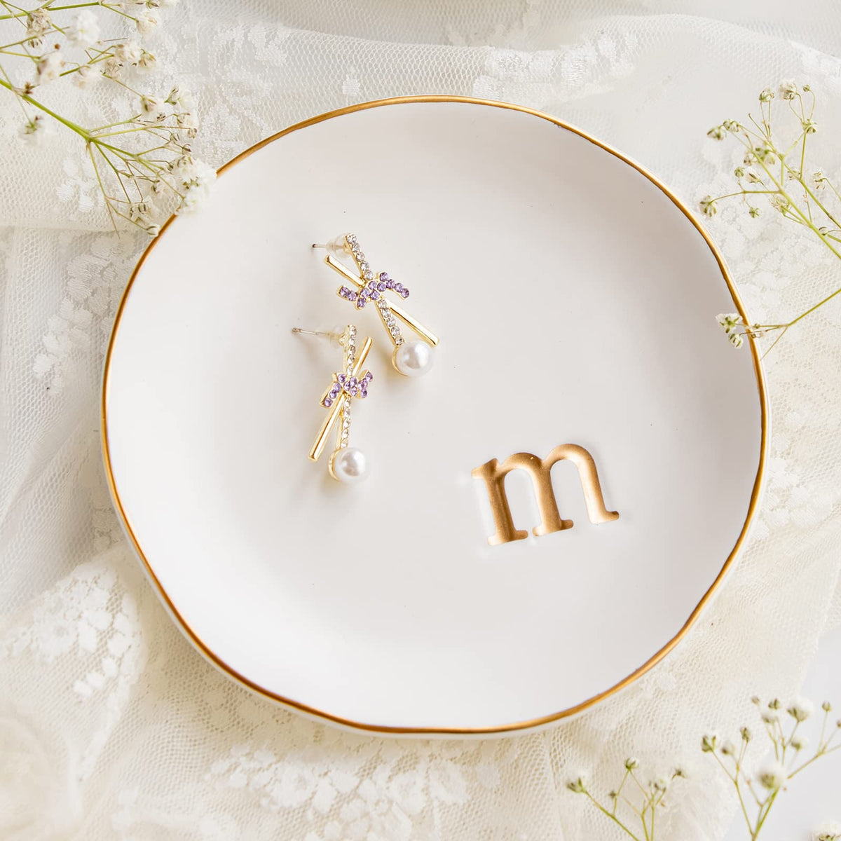 COLLECTIVE HOME Ceramic Jewelry Tray, Trinket Dish, Gifts for Women (A)