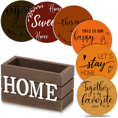 Queekay House Warming Gifts New Home Farmhouse Coasters Set of 6, Gray