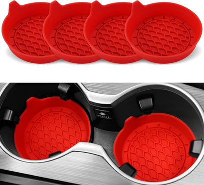 SINGARO Car Cup Holder Coaster, Silicone Cup Holder Insert, Universal Non-Slip Cup Holders, Car Accessories Interior for Women and Man Interior Sets 4 Pack Black