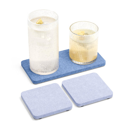 Fluxynara Felt Coasters with Holder, Set of 8 for Drinks, Oatmeal