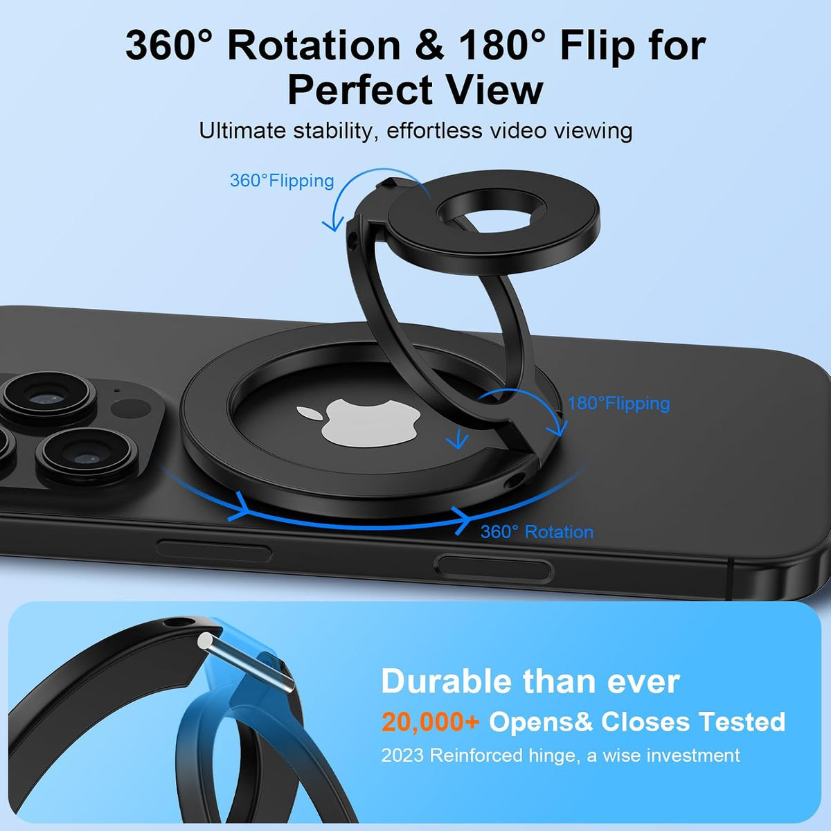 Magnetic Phone Ring Holder for MagSafe Gym Phone Grip Stand Finger Ring Kickstand Dual-Sided Magnetic Stand for iPhone 18 17 16 Pro Max 16 15 14 13 12 Pro Max,Samsung,Compatible for Wireless Car Mount