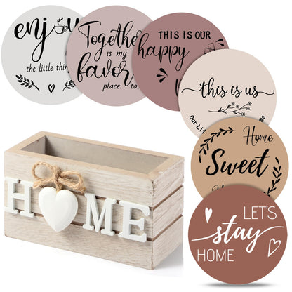 Queekay House Warming Gifts New Home Farmhouse Coasters Set of 6, Gray
