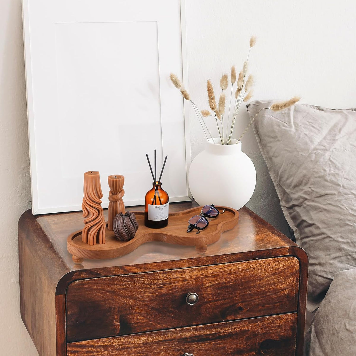 Uiifan Wood Cloud Perfume Decorative Tray Bedside Jewelry Tray,Brown