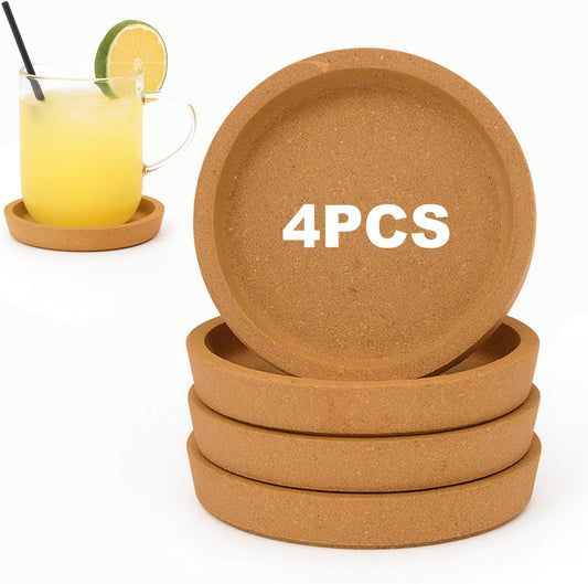Vensovo 4 Pack 4 Inch Round Cork Coasters for Drinks