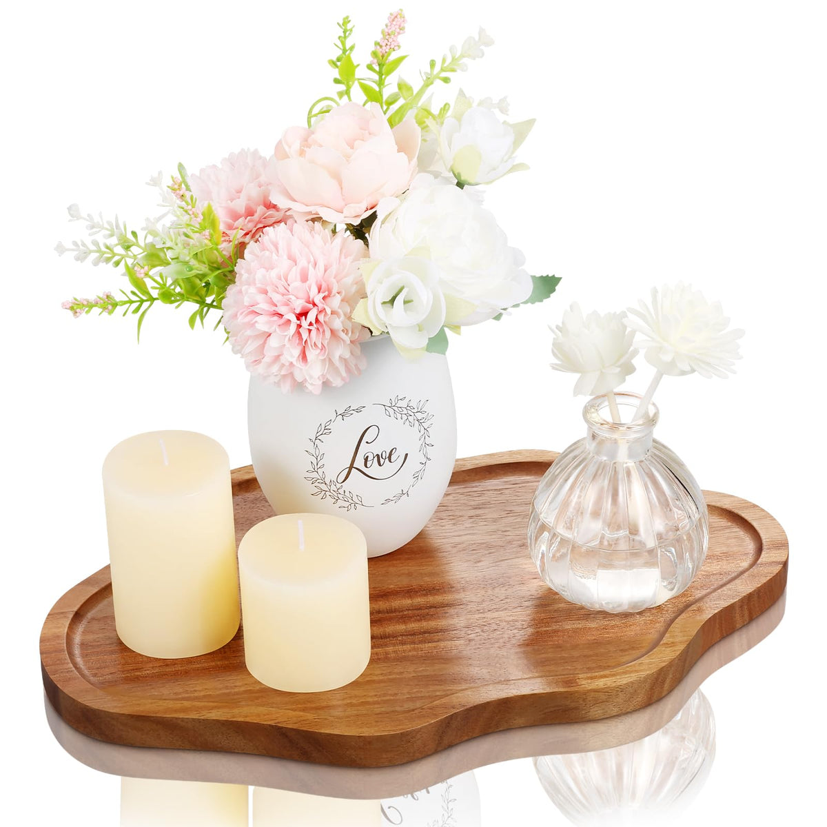 Wood Decorative Serving Tray for Candles Perfume, Cloud Jewelry Tray Trinket Dish, Wooden Trays for Coffee Table Home Decor