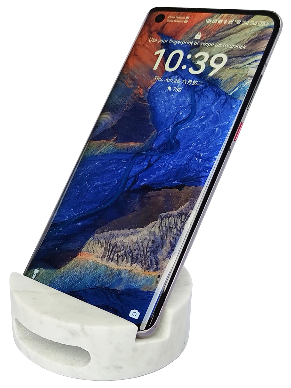 fashciaga Luxurious Marble Cell Phone Stand Holder for Cellphone Tablet On Desk, Countertop, Table, Nightstand. Heavy Real Stone Mobile Phone Stands (Solid)