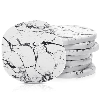 Diatomaceous Earth Coasters Set of 4，Cool Absorbent Quick-Dry Drink Coasters for Desks, Cute Modern Stone Design with Stylish White Aesthetic (4, White)