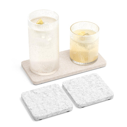 Fluxynara Felt Coasters with Holder, Set of 8 for Drinks, Oatmeal