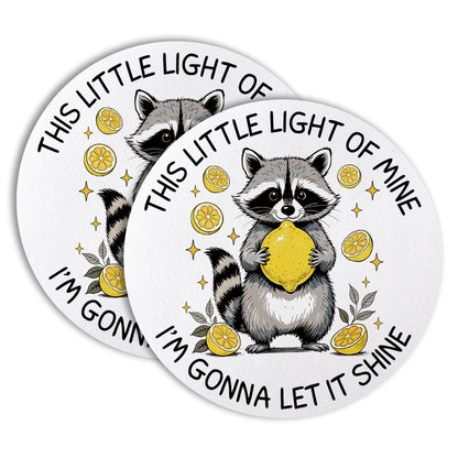 This Little Light of Mine I’m Gonna Let It Shine Drink Cup Holder Coaster Set of 2, Funny Dumpster Fire Coffee Cup Mats for Office Desk Decor, Inspirational Work Gifts for Women Men Coworkers