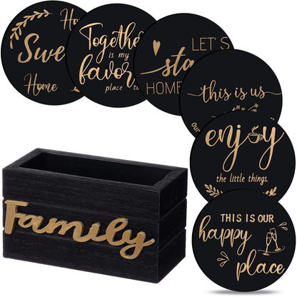 Queekay House Warming Gifts New Home Farmhouse Coasters Set of 6, Gray