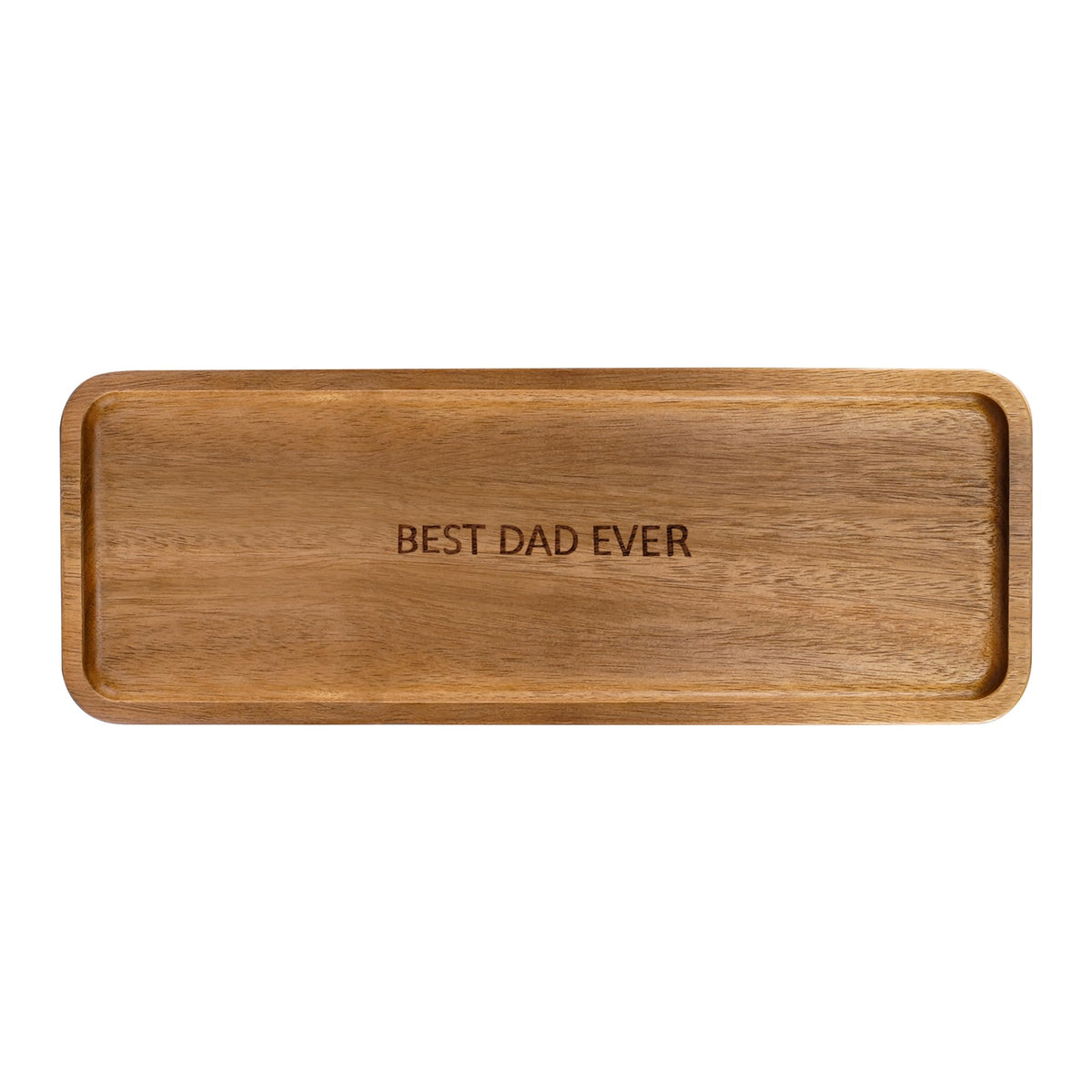 Small Acacia Wood Serving Tray, Wooden Decorative Tray for Coffee Table, Kitchen, Bathroom Counter - Rectangular Wood Platter for Candles, Perfume, Snacks (11.4 x 4.1 x 0.6 in)