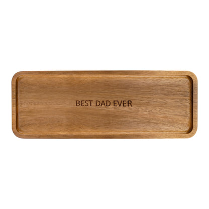 Small Acacia Wood Serving Tray, Wooden Decorative Tray for Coffee Table, Kitchen, Bathroom Counter - Rectangular Wood Platter for Candles, Perfume, Snacks (11.4 x 4.1 x 0.6 in)