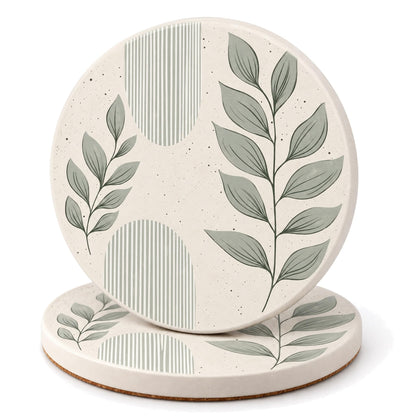 VEYRO Absorbent Ceramic Stone Drink Coasters Set of 6 with Holder