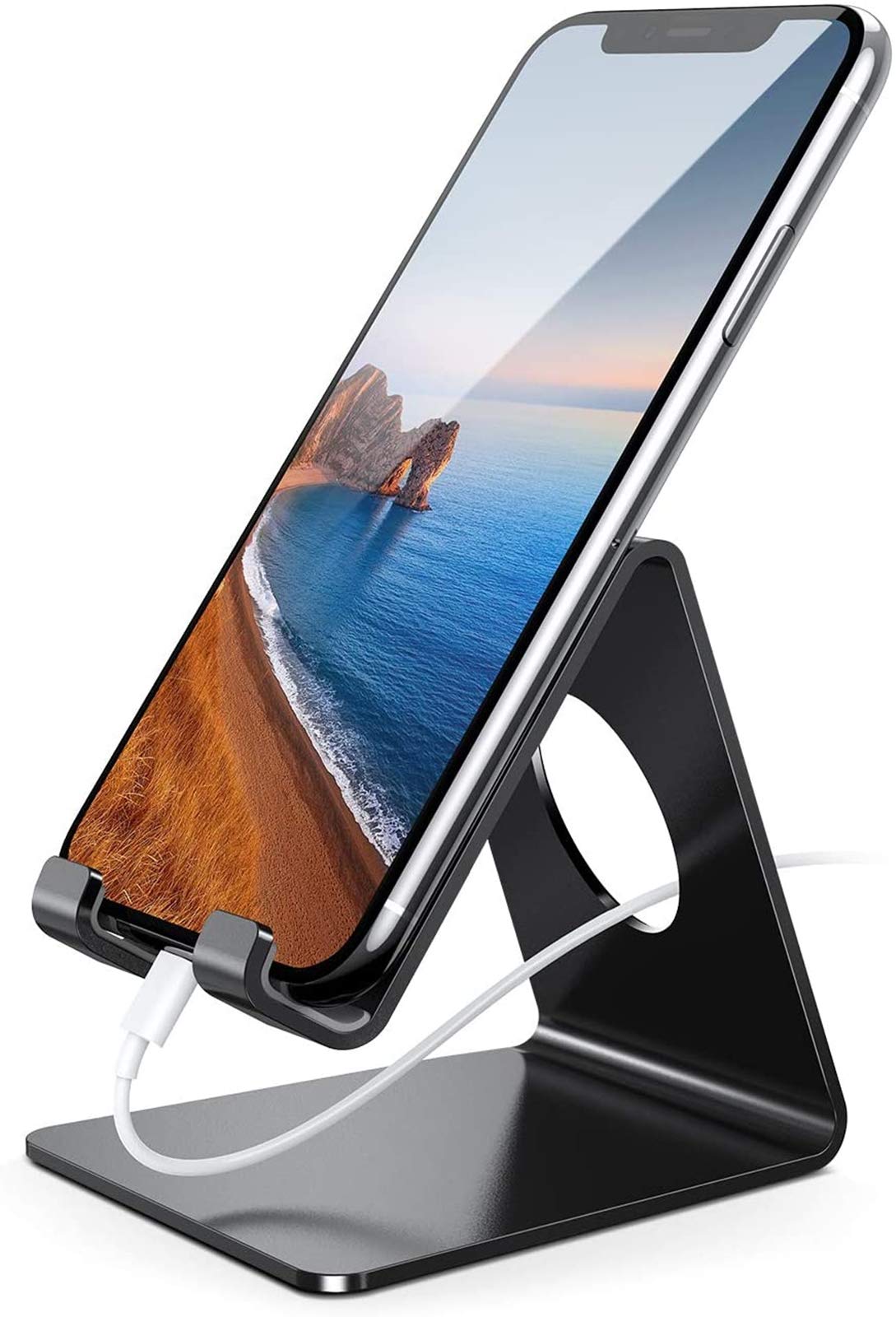 Lamicall Cell Phone Stand, Phone Dock: Cradle, Holder, Stand for Office Desk - Black