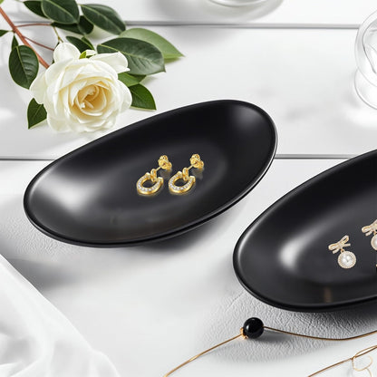 Binoster Black ring jewellery tray organiser tray, dresser decor key flat jewellery bowl decorative oval dish