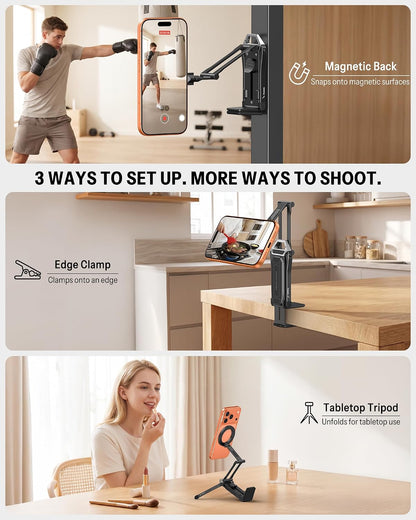 OMOTON TP02 Magnetic Phone Tripod for MagSafe, 360° Pivot, Clamp & Stand
