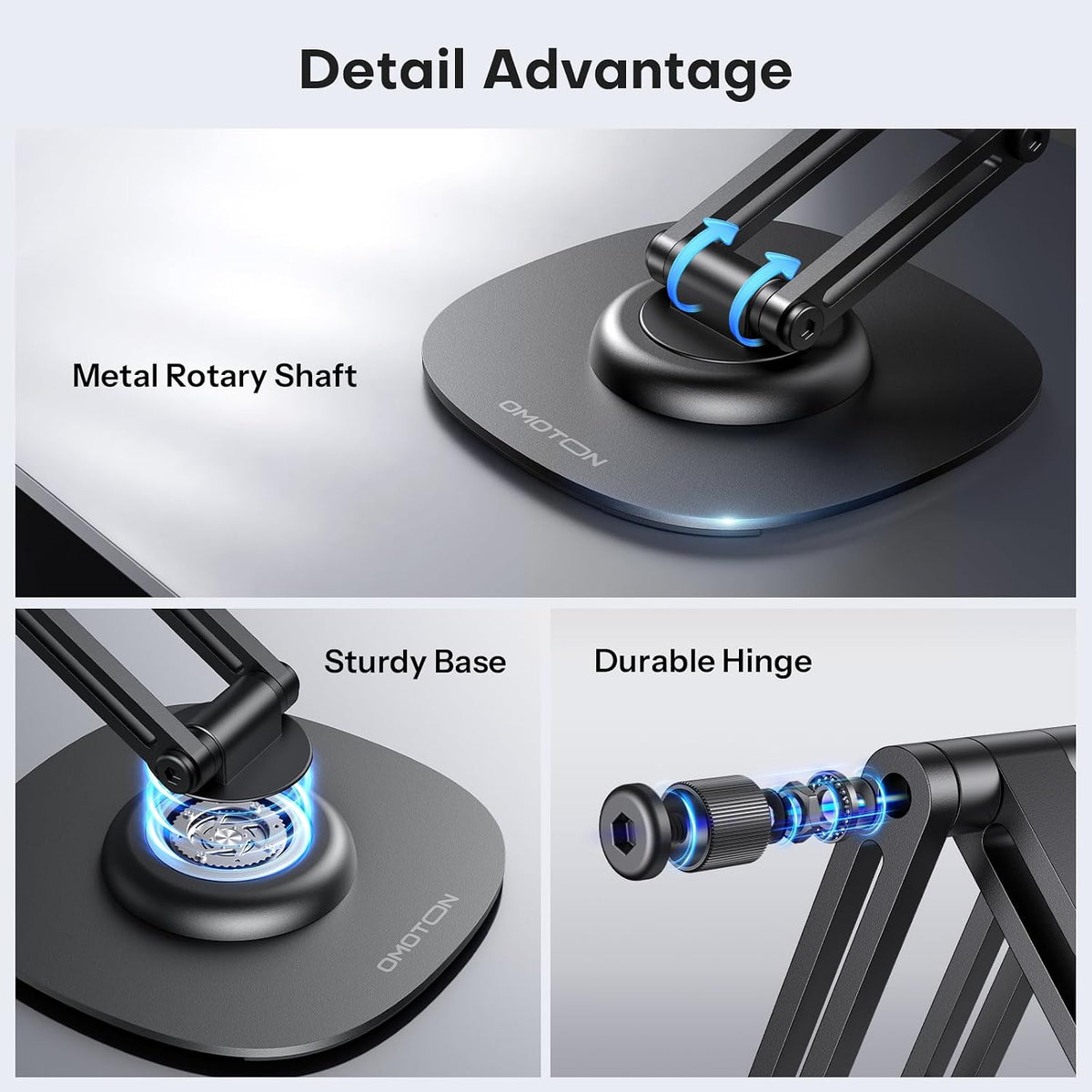 OMOTON MS04 [360° Rotating] Adjustable Magnetic Phone Stand for Desk, Black