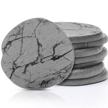 Diatomaceous Earth Coasters Set of 4，Cool Absorbent Quick-Dry Drink Coasters for Desks, Cute Modern Stone Design with Stylish White Aesthetic (4, White)
