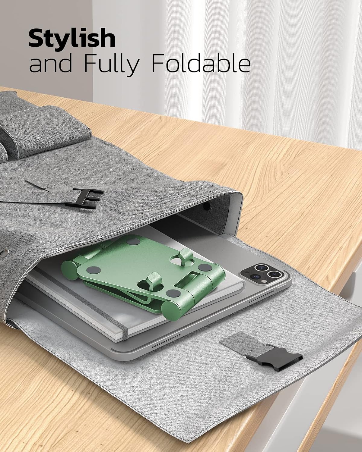 Nulaxy Full Aluminum Dual Folding Cell Phone Stand for Desk, Green