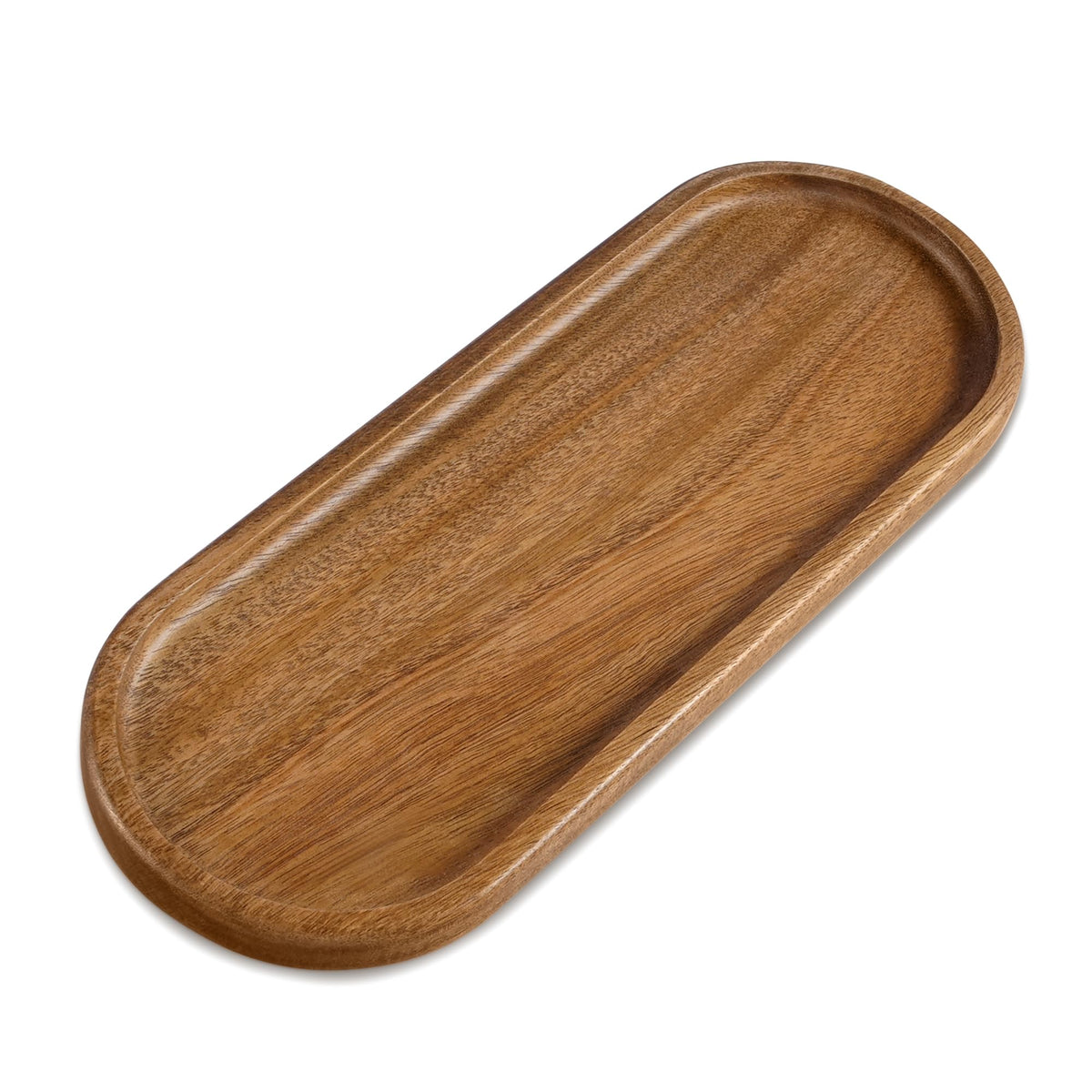 Small Acacia Wood Serving Tray, Wooden Decorative Tray for Coffee Table, Kitchen, Bathroom Counter - Rectangular Wood Platter for Candles, Perfume, Snacks (11.4 x 4.1 x 0.6 in)