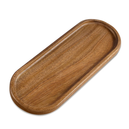 Small Acacia Wood Serving Tray, Wooden Decorative Tray for Coffee Table, Kitchen, Bathroom Counter - Rectangular Wood Platter for Candles, Perfume, Snacks (11.4 x 4.1 x 0.6 in)