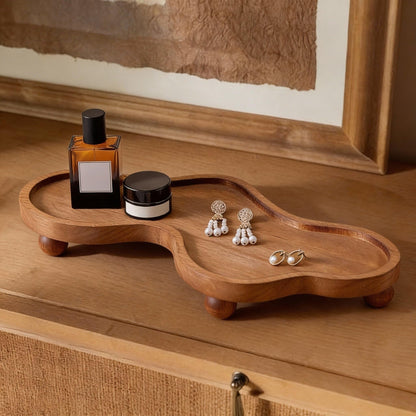 Uiifan Wood Cloud Perfume Decorative Tray Bedside Jewelry Tray,Brown