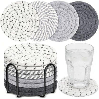 8 Pack Absorbent Coasters Set for Drinks with Holder (Coffee)